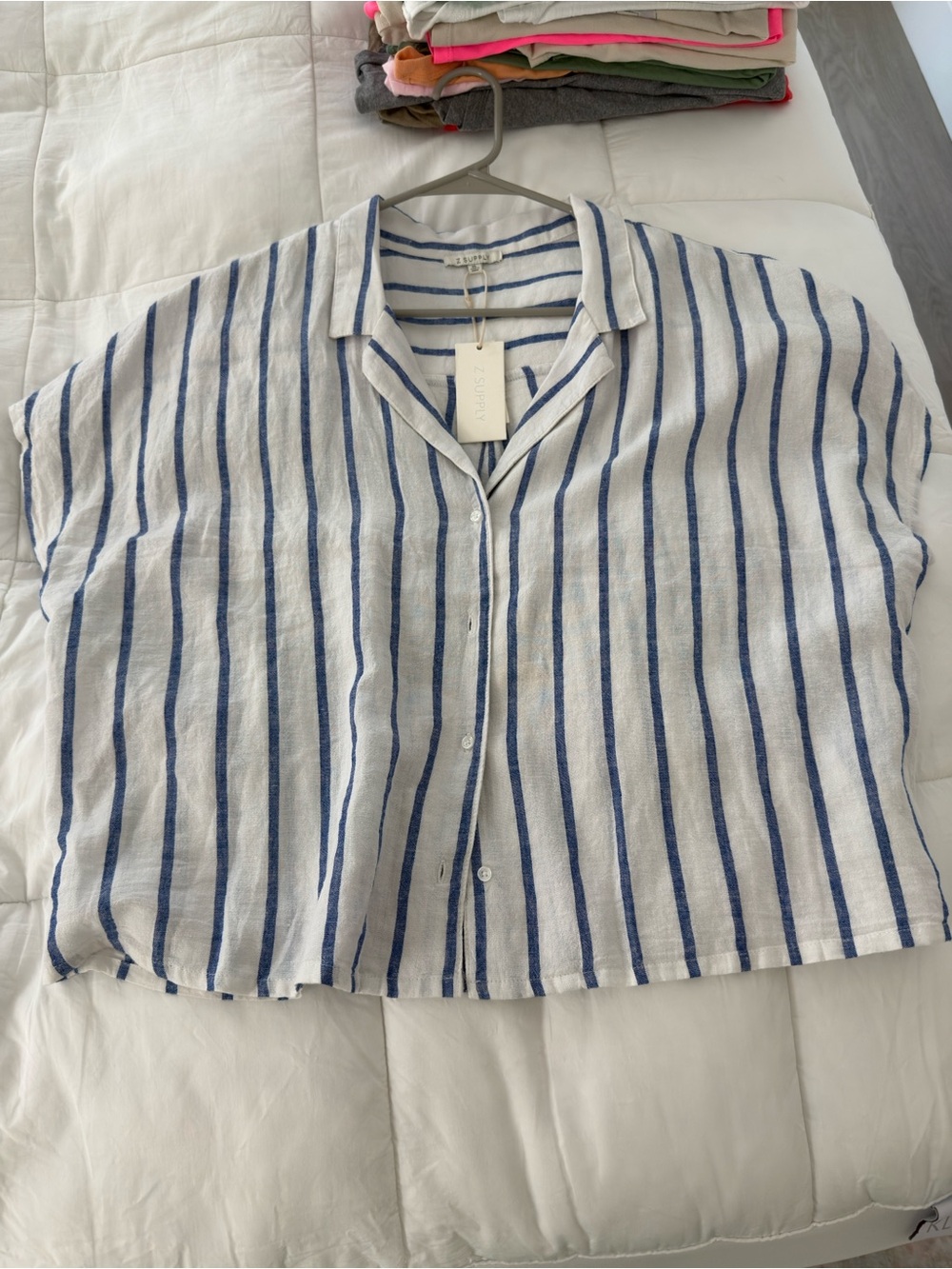Z Supply brand new w tags. Casual White and Blue Striped Button-Front Blouse